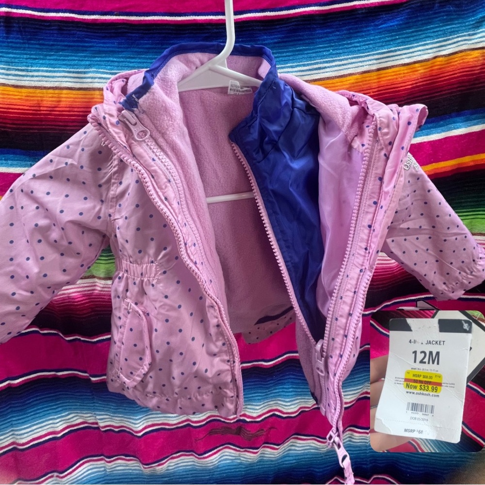 4-in-1 Jacket for 12M old girl. Still has tags. Perfect for winter.